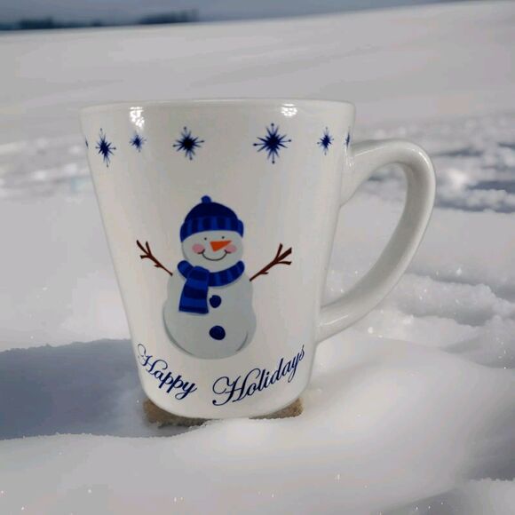 Snowman Happy Holidays Winter Snow Coffee Cocoa Mug Pacific Island Creations - Picture 1 of 10